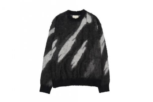 YOKE | Kid Mohair Jacqurad Sweater(BLUR) | キッドモヘア