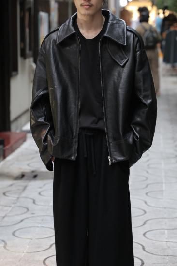 ＊o Bresci＊ミリタリーブルゾン ブラック M ANTHEM A / LAMB LEATHER MILITARY BLOUSON(BLACK) | ラムレザー