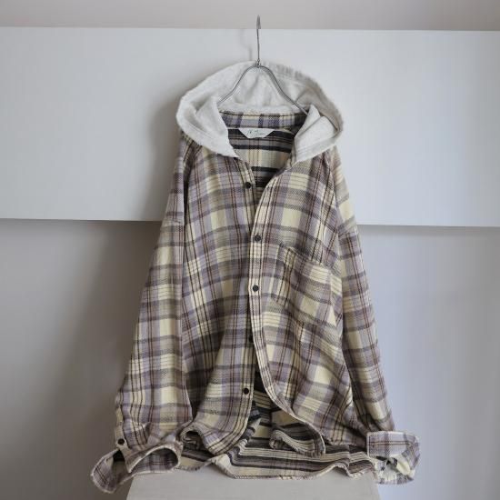 ANCELLM | アンセルム NEL CHECK HOODIE SHIRT(IVORY) / ネルチェック