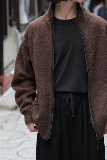 YOKE | Boucle Knit Zip Jacket(BROWN) | ブークレニットジップ