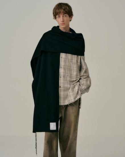 ANCELLM | アンセルム WOOL BLANKET SCAFE(BLACK) / ウール