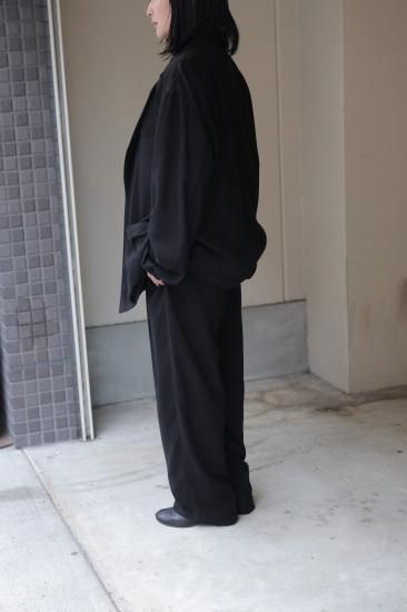 ssstein | シュタイン RAYON SILK FLANNEL WIDE EASY TROUSERS(BLACK