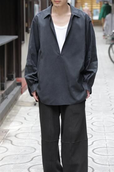 ssstein | シュタイン SILK NYLON SKIPPER SHIRT(BLACK) / シルク