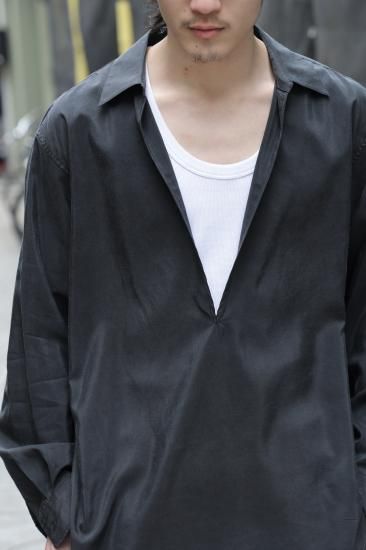 ssstein | シュタイン SILK NYLON SKIPPER SHIRT(BLACK) / シルク