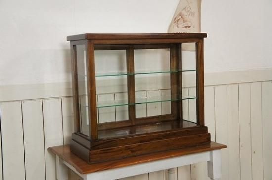 アンティーク　古い木製ガラスケース　お菓子ケース　収納箱3台 ③ アンティーク 古い木製ガラスケース お菓子ケース 収納箱3台 ③