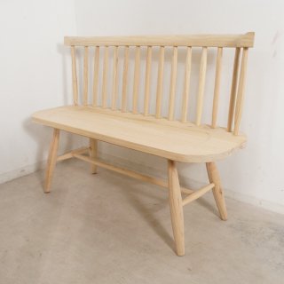【送料無料】ミンディ無垢 背有 木製ベンチ 長椅子 カントリー家具 W120 未塗装