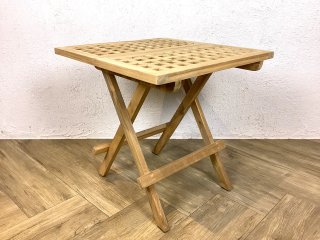 フォールディングテーブル 木製折り畳み サイドテーブル アウトドア 四角 チーク材 tab-062