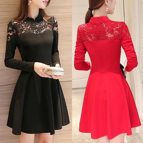 胸元レースがセクシーでビスチェ風なキャバドレス