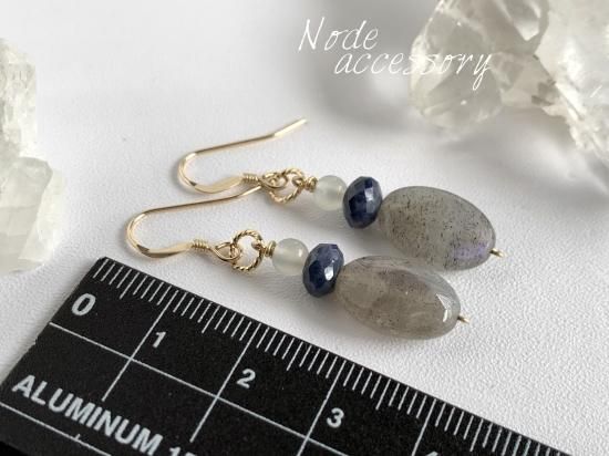 ◇再販◇ K14GF サファイア&ラブラドライト コネクションピアス ◇再販◇ K14GF サファイア&ラブラドライト コネクションピアス
