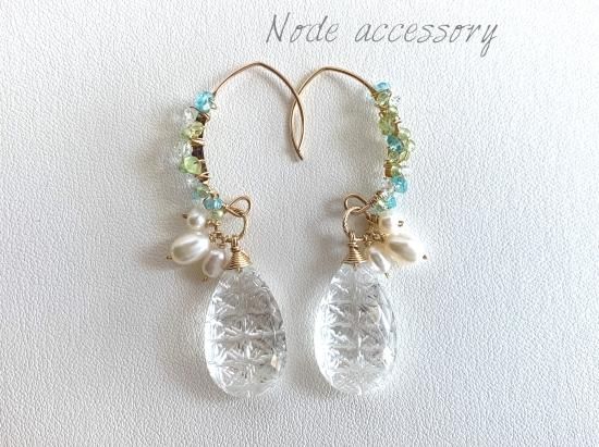 ◇再販◇ K14GF クリスタルクォーツ ドレッシーピアス