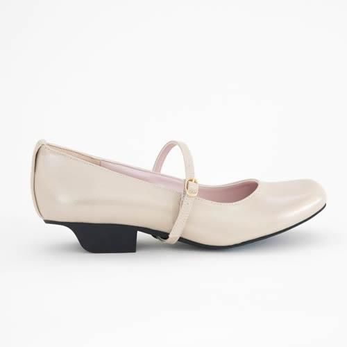 本番用 ローヒール ヒール高2cm（シャンパン・スムース）子供用（21.0