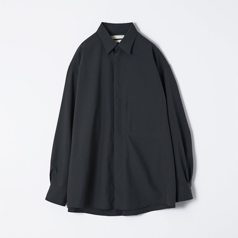 YOKE/ COVERED LOOSE FIT SHIRT "DUSTY NAVY" - Attic