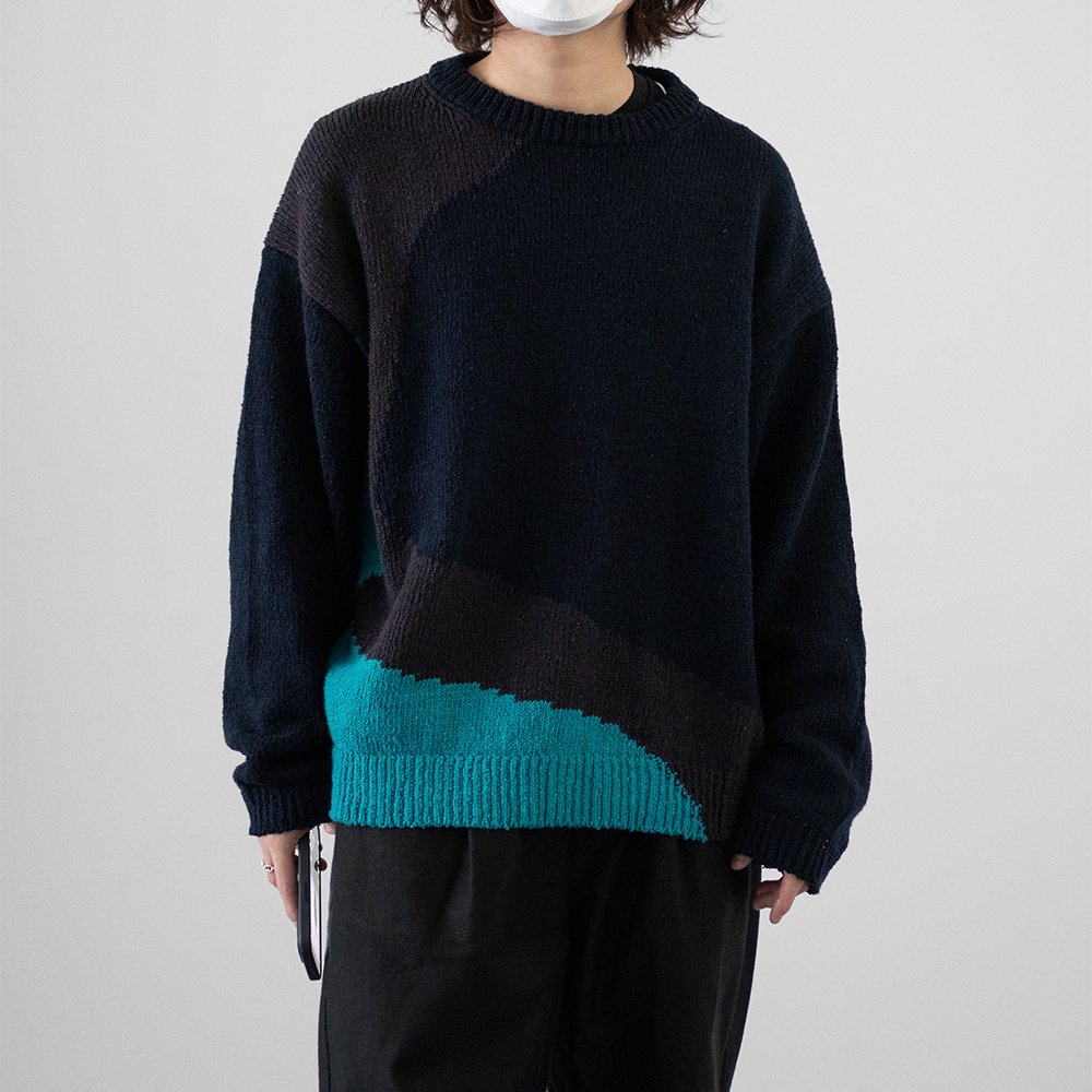 yoke Intarsia Cotton Sweater - ニット/セーター