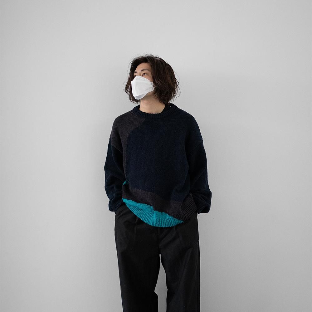 YOKE/ INTARSIA COTTON SWEATER 