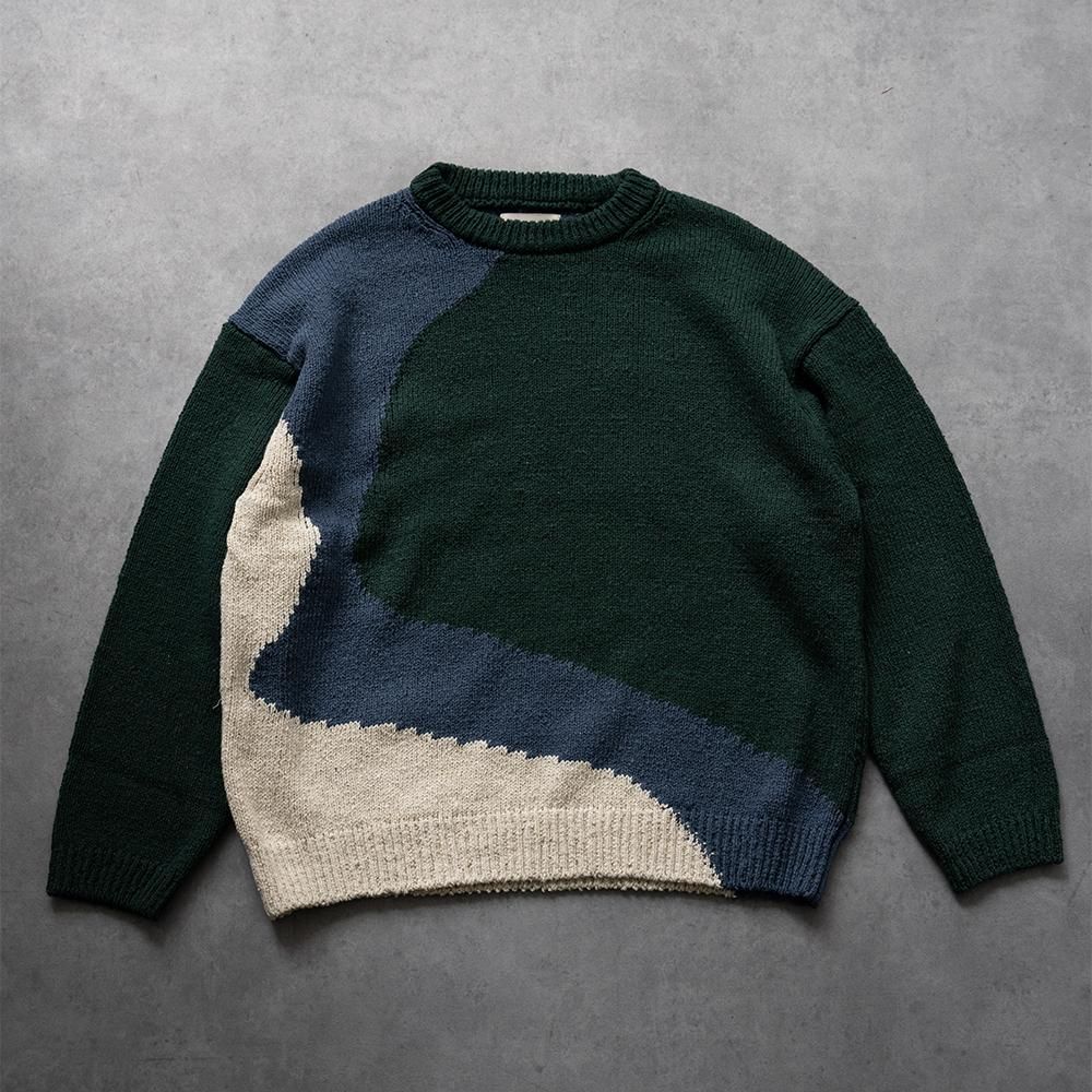 YOKE/ INTARSIA COTTON SWEATER 