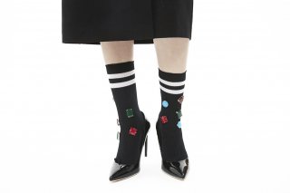 LINED COLOR BIJOUX SOCKS<br>BLACKξʲ