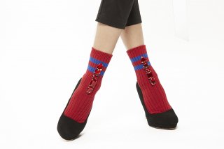 LINED BIJOUX SOCKS<br>REDξʲ