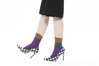 MOHAIR COLOR BLOCK SOCKS<br>PURPLEξʲ