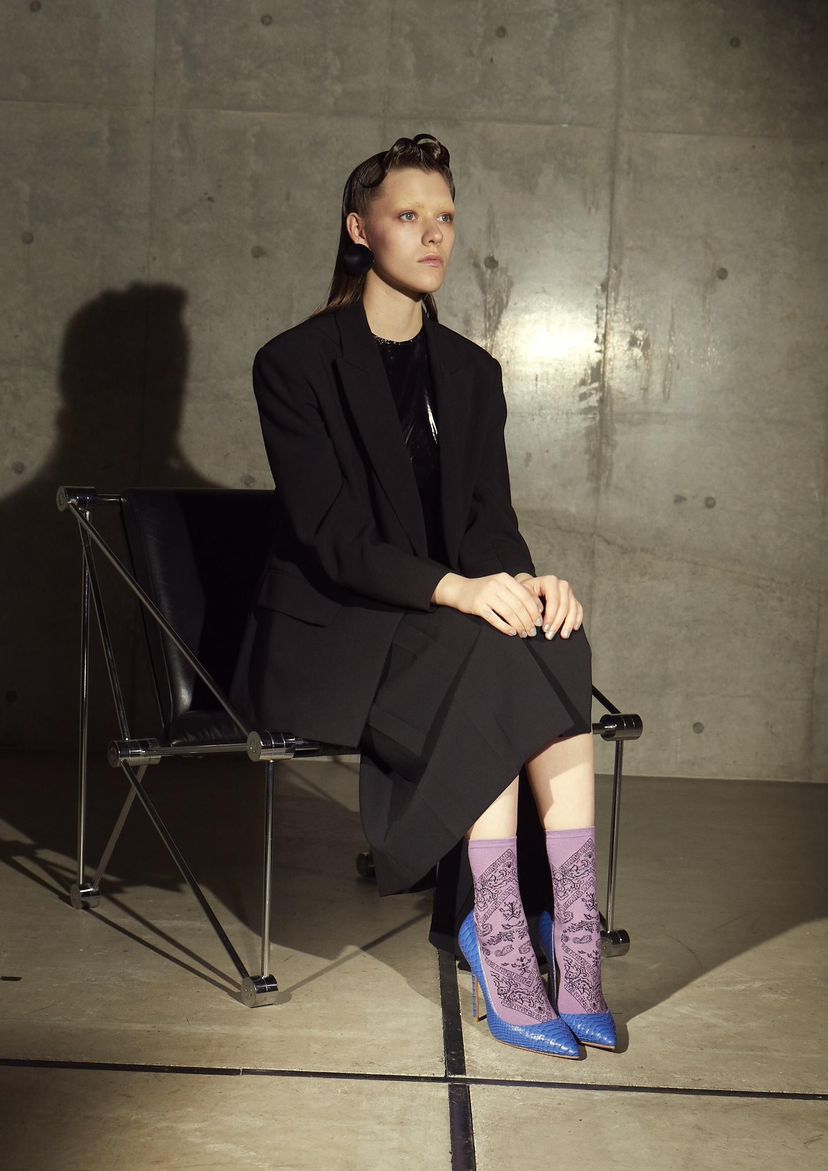 ペイズリー柄ソックス パープル