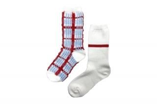 ASIMETRIC CHECK SOCKS<br>WHITEξʲ