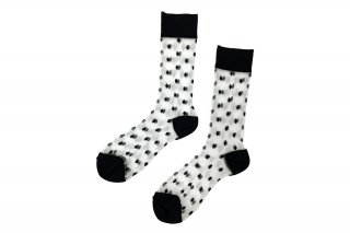 GEOMETRIC SEE-THROUGH SOCKS<br>BLACKSILVERBLACKξʲ