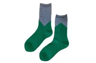 GLITTER COLOR BLOCK SOCKS<br>SILVERGREENξʲ