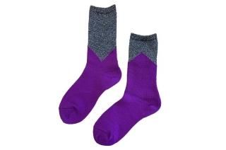 GLITTER COLOR BLOCK SOCKS<br>SILVERPURPLEξʲ