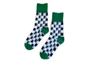 UNISEX/CHECKER FLAG SOCKS<br>GREENξʲ