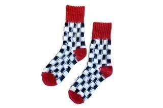 UNISEX/CHECKER FLAG SOCKS<br>REDξʲ