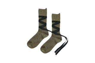 GLITTER RIBBON LACEUP SOCKS<br>GOLDξʲ