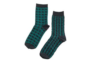 CHECK×STRIPE SOCKS<br>GREEN<img class='new_mark_img2' src='https://img.shop-pro.jp/img/new/icons5.gif' style='border:none;display:inline;margin:0px;padding:0px;width:auto;' />の商品画像