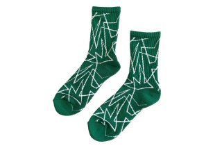UNISEX/GEOMETRIC LINED SPORTS SOCKS<br>GREEN×WHITE<img class='new_mark_img2' src='https://img.shop-pro.jp/img/new/icons5.gif' style='border:none;display:inline;margin:0px;padding:0px;width:auto;' />の商品画像
