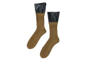 FAUX LEATHER FRILL SOCKS<br>CAMELξʲ