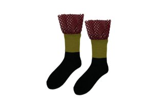 BIG MESH COLOR BLOCK SOCKS<br>BORDEAUXKHAKIξʲ