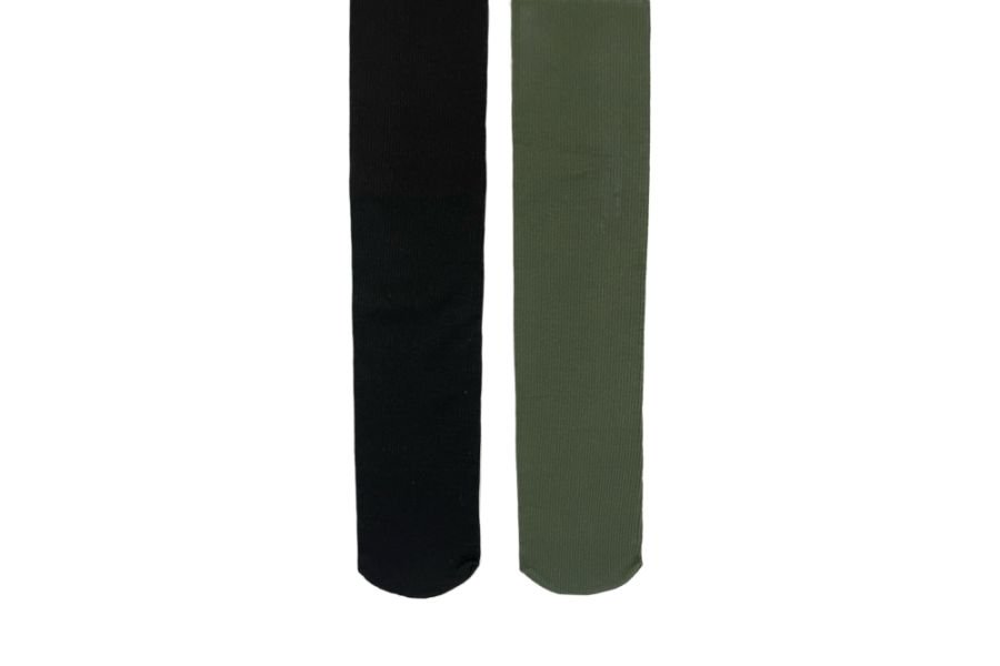SLIM FIT RIBBED TIGHTS<br>BLACK×KHAKI<img class='new_mark_img2' src='https://img.shop-pro.jp/img/new/icons5.gif' style='border:none;display:inline;margin:0px;padding:0px;width:auto;' />