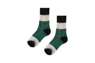 SEE-THROUGH 3COLOR BLOCK SOCKS<br>BLACK×GREEN<img class='new_mark_img2' src='https://img.shop-pro.jp/img/new/icons5.gif' style='border:none;display:inline;margin:0px;padding:0px;width:auto;' />の商品画像