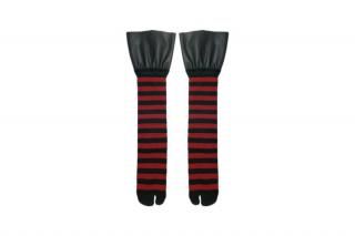 FAUX LEATHER RUFFLE BORDER TABI SOCKS<br>REDξʲ