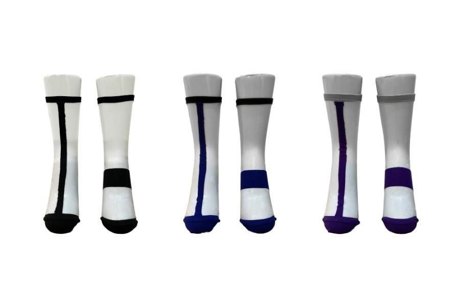 はる様1 アシンメトリーラインシースルーソックス | グレー×パープル