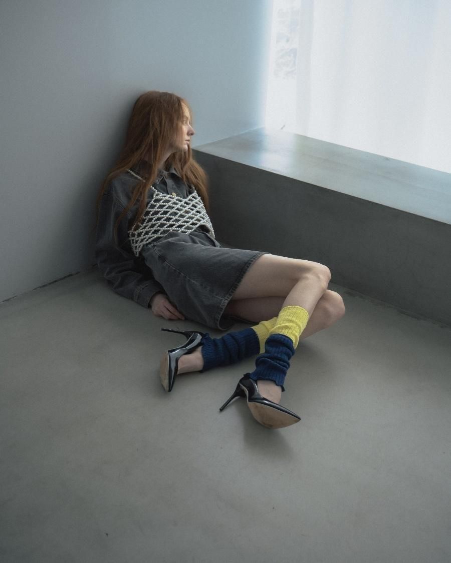 バイカラー レッグウォーマー | イエロー×ネイビー - FAKUI 公式