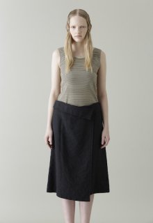 washed linen wool skirt