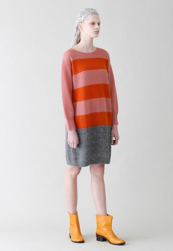 mohair border knit one piece - SUNAOKUWAHARA ONLINE STORE