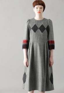 rhombus tweed one-piece