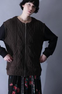 cable french terry zip up cardigan