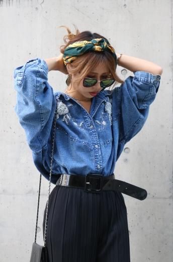 80's pearl bijou denim shirt