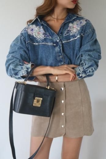 80's bijou Spangle denim shirt