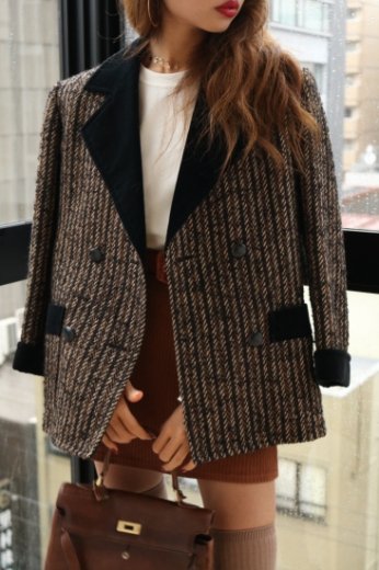 Yves Saint Laurent / velvet tweed wool jacket