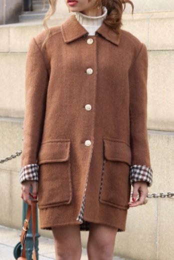 Yves Saint Laurent / check pattern wool coat