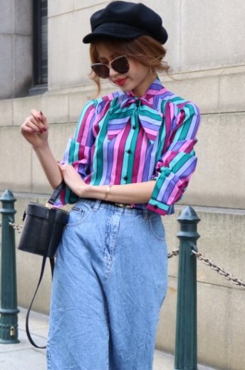 vintagemulch color ribbon blouse