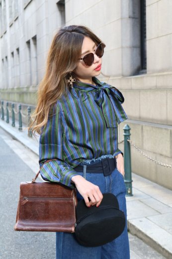 vintageside ribbon stripe blouse
