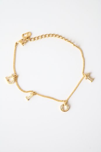 vintageChristian Dior / logo rhinestone swing bracelet / gold